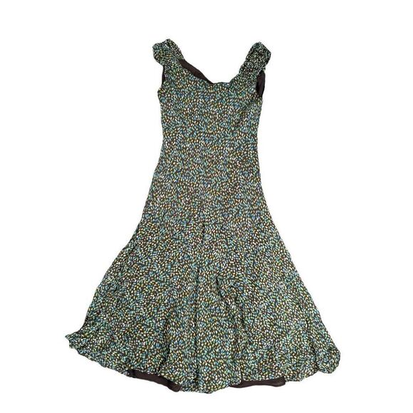 Vintage Y2K Talbots Petite 8 Silk Slip Drop Waist Midi Dress Chiffon Brown Fairy - Picture 4 of 11